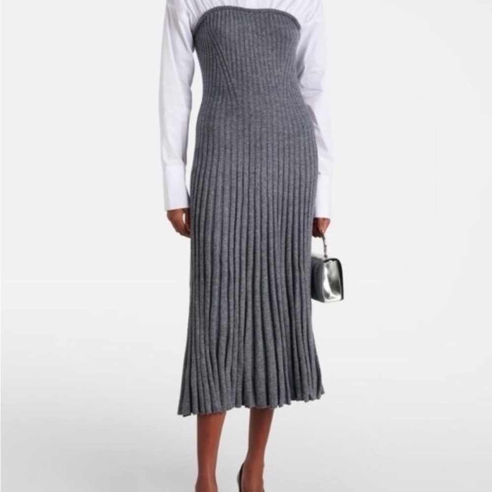 STAUD Gray Long Sleeve Dress